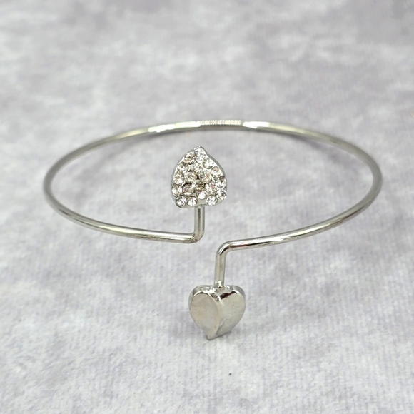 Silver Slim Heart Leaf Boho Retro Circle Cuff Bracelet Fashion Jewelry JB2-88 - Picture 1 of 5